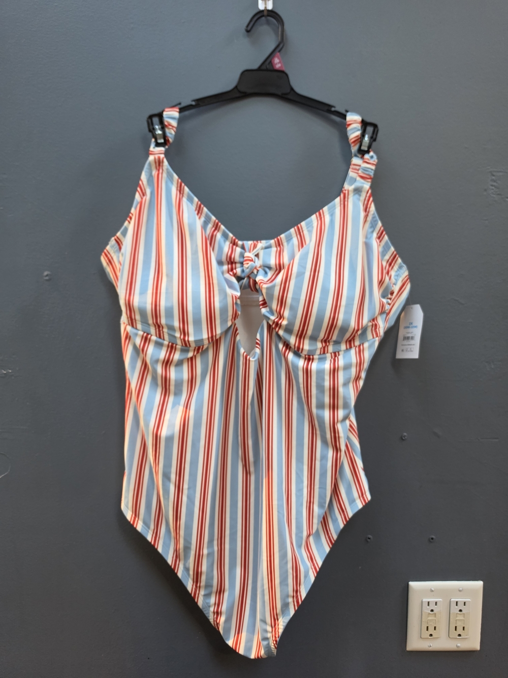 Kids Striped One-Piece Swimsuit - Red & Blue